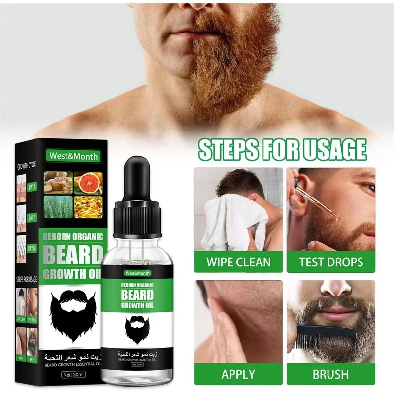 Fast Natural Mature Men Beard Growth Essence Oil Promote Hair Growth Thicken Lengthen Plump Beard Nourish Smooth Beard Care view 5