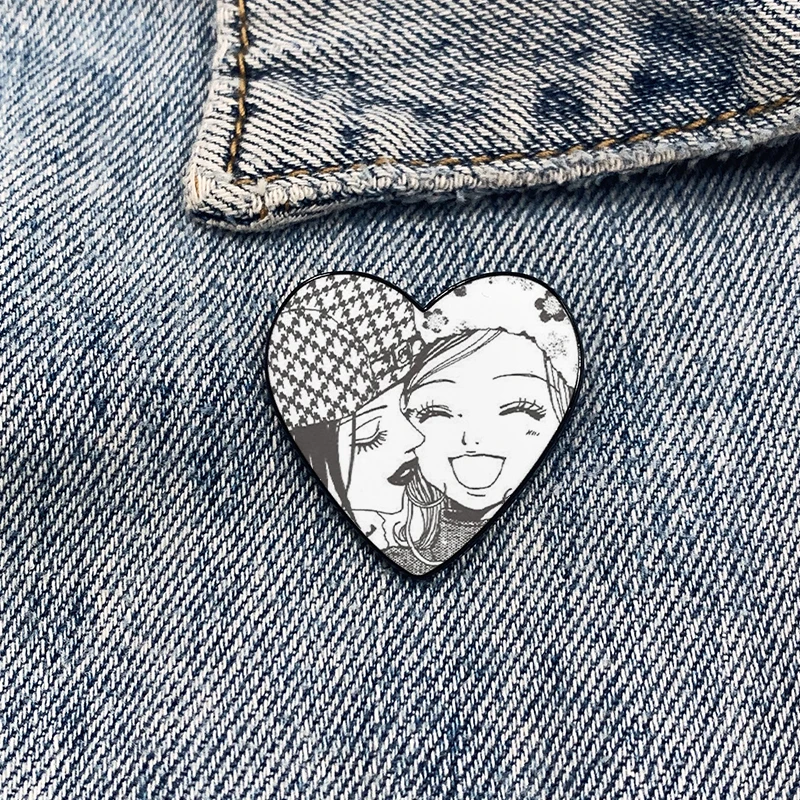 Nana & Hachi Heart-shaped Pin Funny Brooches Shirt Lapel teacher Bag Cute Badge Cartoon pins for women