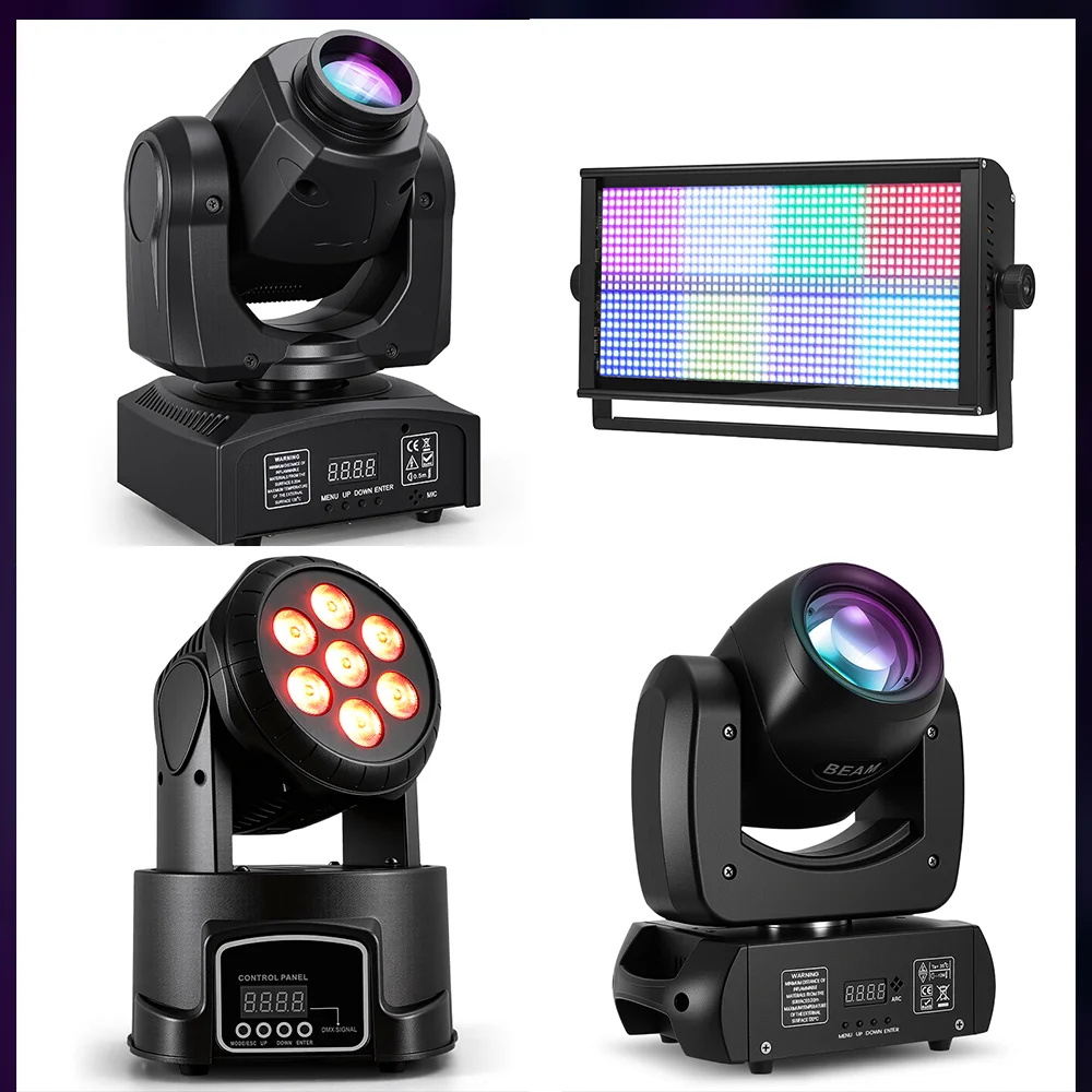 Mini Stage Lights Set,RGBW Strobe Lighting Effect by DMX & Sound Activated Control for Party Bar DJ Comcert Christmas Decorate