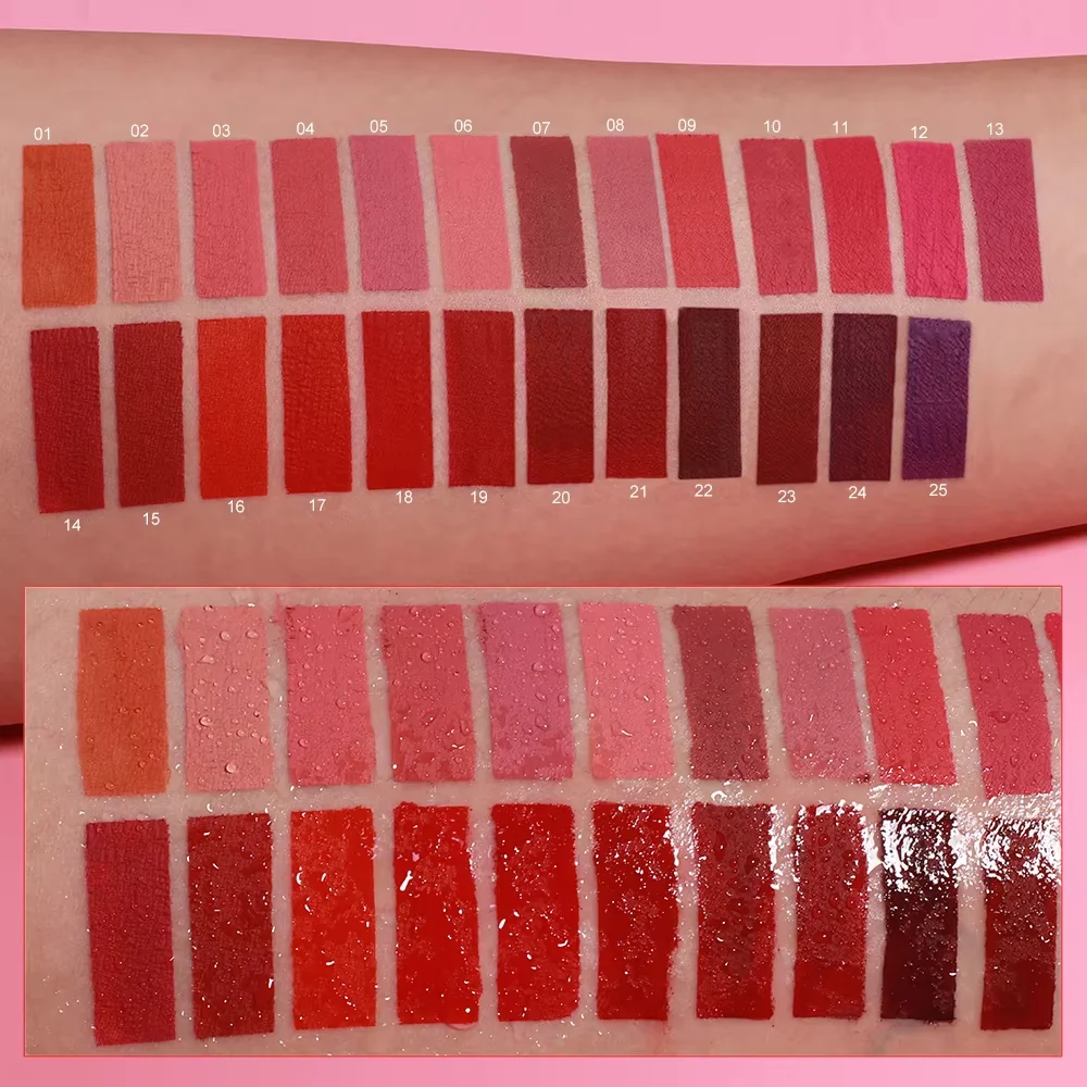 マットリップグロス口紅、高色素防水ベルベット長持ちパープルブライトレッドディープレッドヌード、Y2Kバレンタインデーギフト