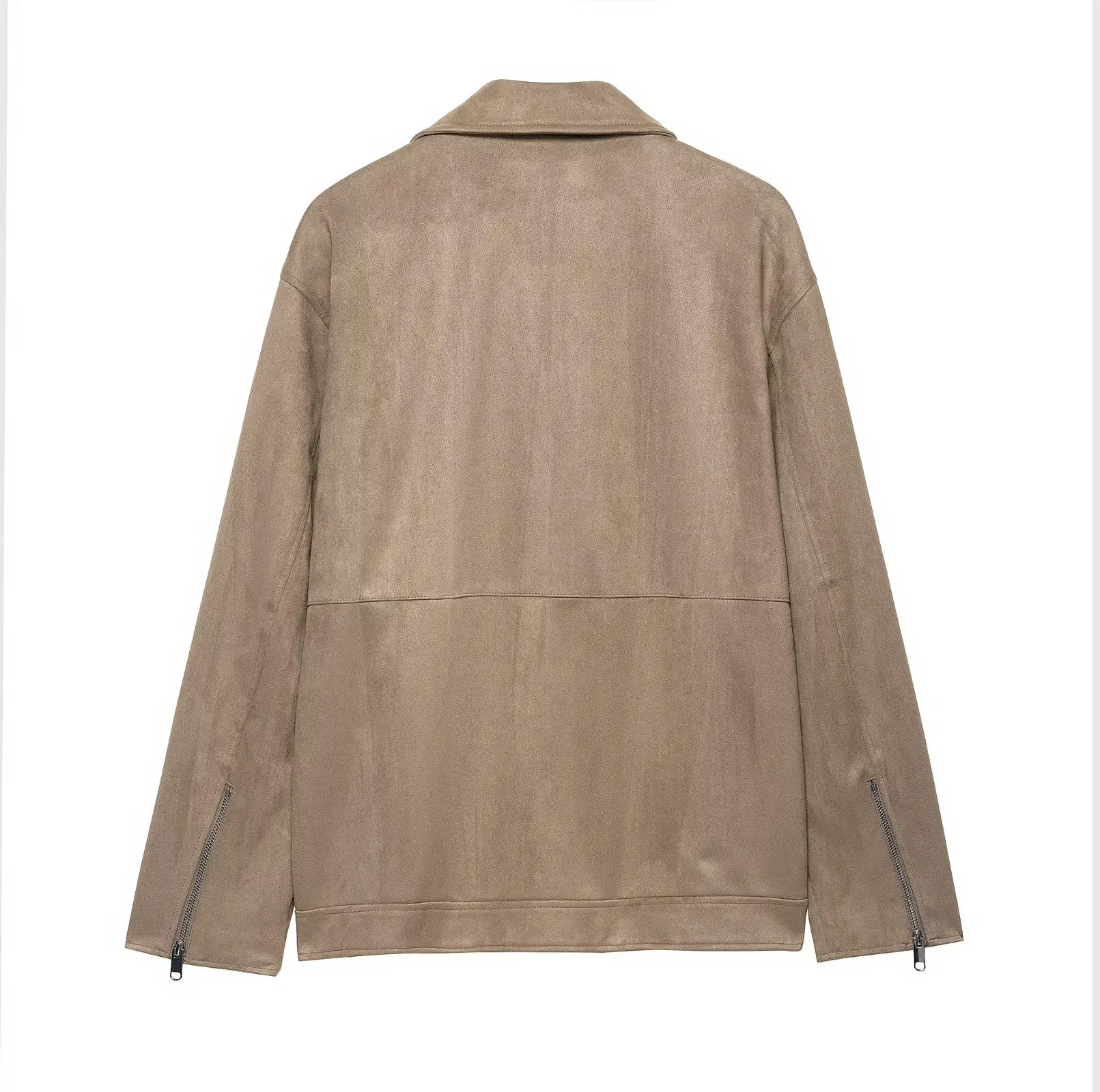 معطف JNLEAOG للسيدات من Faion للدراجات النارية Jaet للخريف الجديد متعدد الاستخدامات من جلد الغزال الصناعي 30284 معطف فضفاض غير رسمي من البوليستر