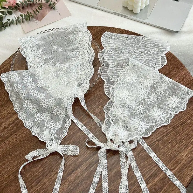 

Retro Lace Bandana Headband Print Hair Scarf Bohemia Floral Headscarf White Hair Bands For Womens Girl Fashion Sweet Kerchief