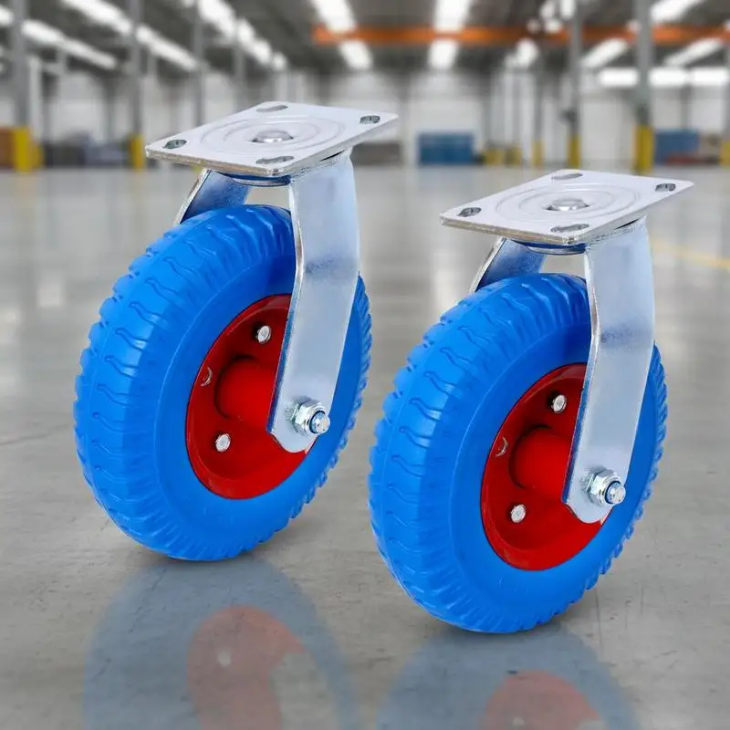 

Solid Rubber Tire 8-Inch Caster Wheel 2-Pack For Hand Truck Utility Cart Garden Trolley, Swivel Replacement Caster Ball Beari