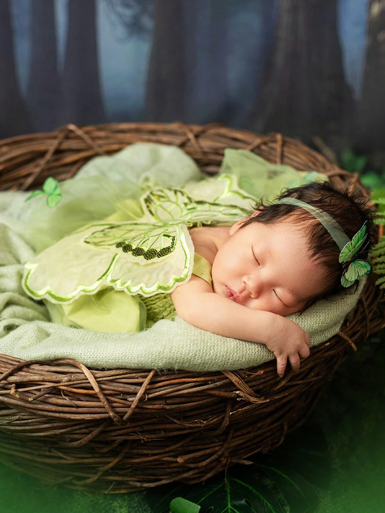 Ylsteed Newborn Girl Photo Shooting Outfits with Headband Baby Girl Butterfly Wings Mesh Dress for Photo Shooting Infant Props