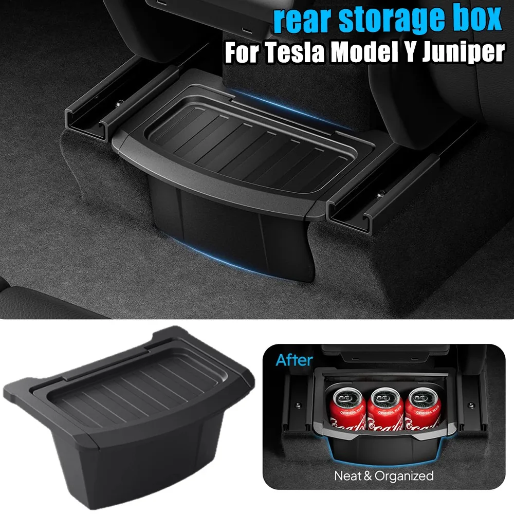 Armrest Storage Box for Tesla Model YL/ Y Juniper Rear Trash Can Organizer TPE Material Quick Install Perfect Fit Car Parts