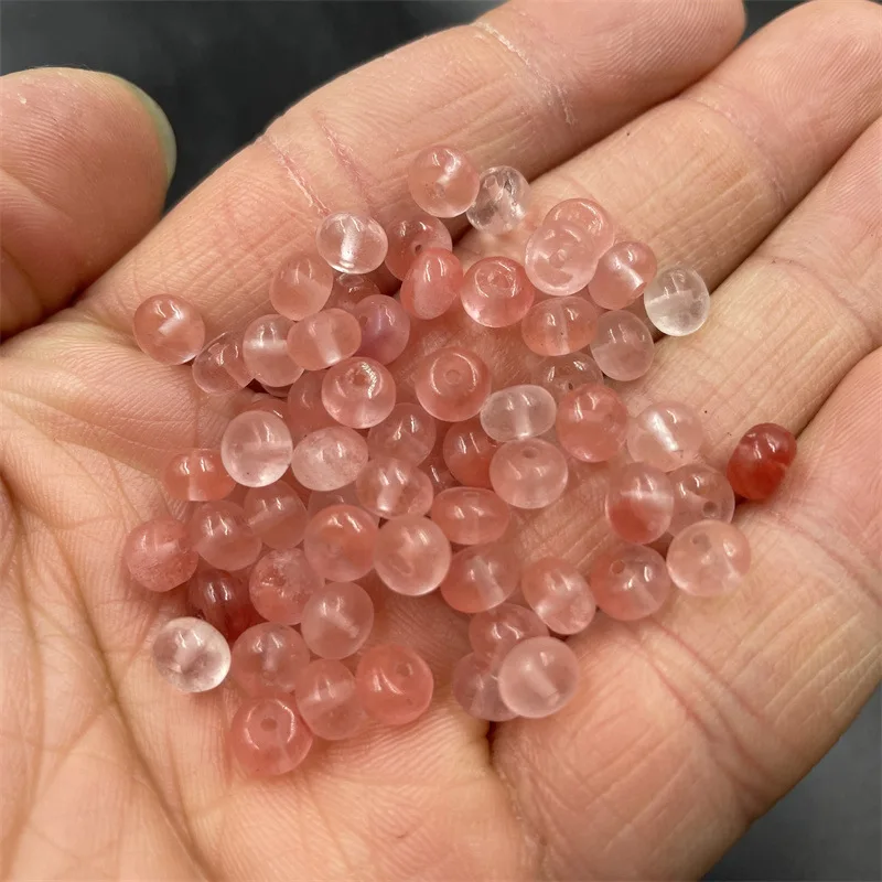 Cheap Jade DIYOrnament Accessories6mm Ice Seed Powder Crystal Strawberry Crystal Safety Buckle Spacer Beads Scattered Batch