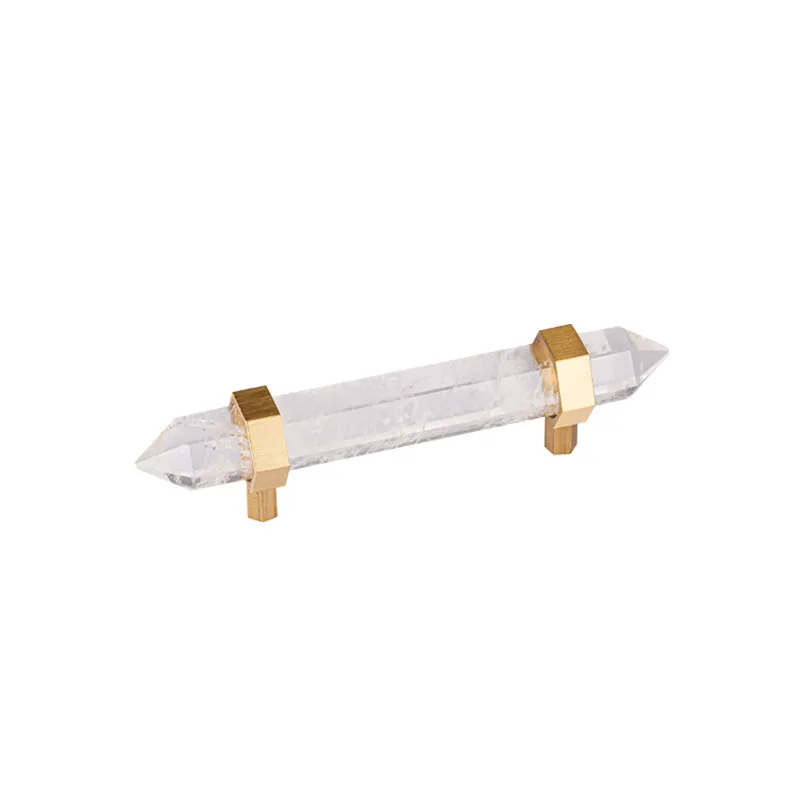 Design natural crystal handle cabinet door drawer wardrobe light luxury brass modern simple cabinet double hole handle