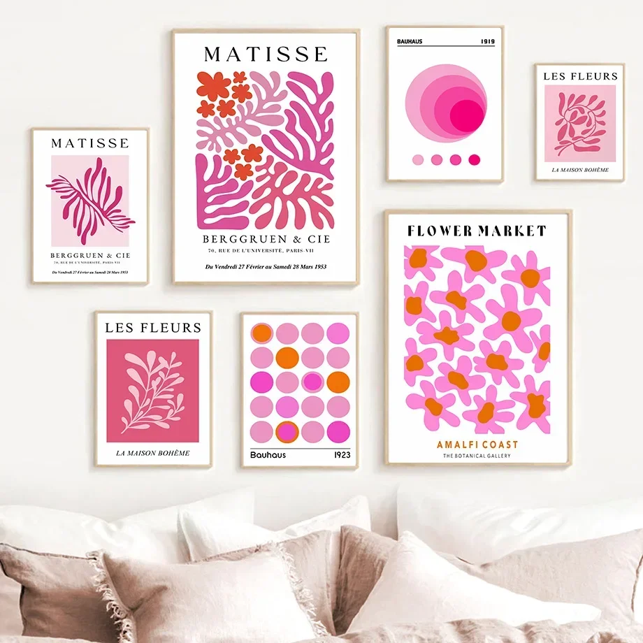 Scandinavian Minimalist Wall Art Pink Matisse Bauhaus Flower Market Hd Canvas Poster Print Home Bedroom Living Room Decoration