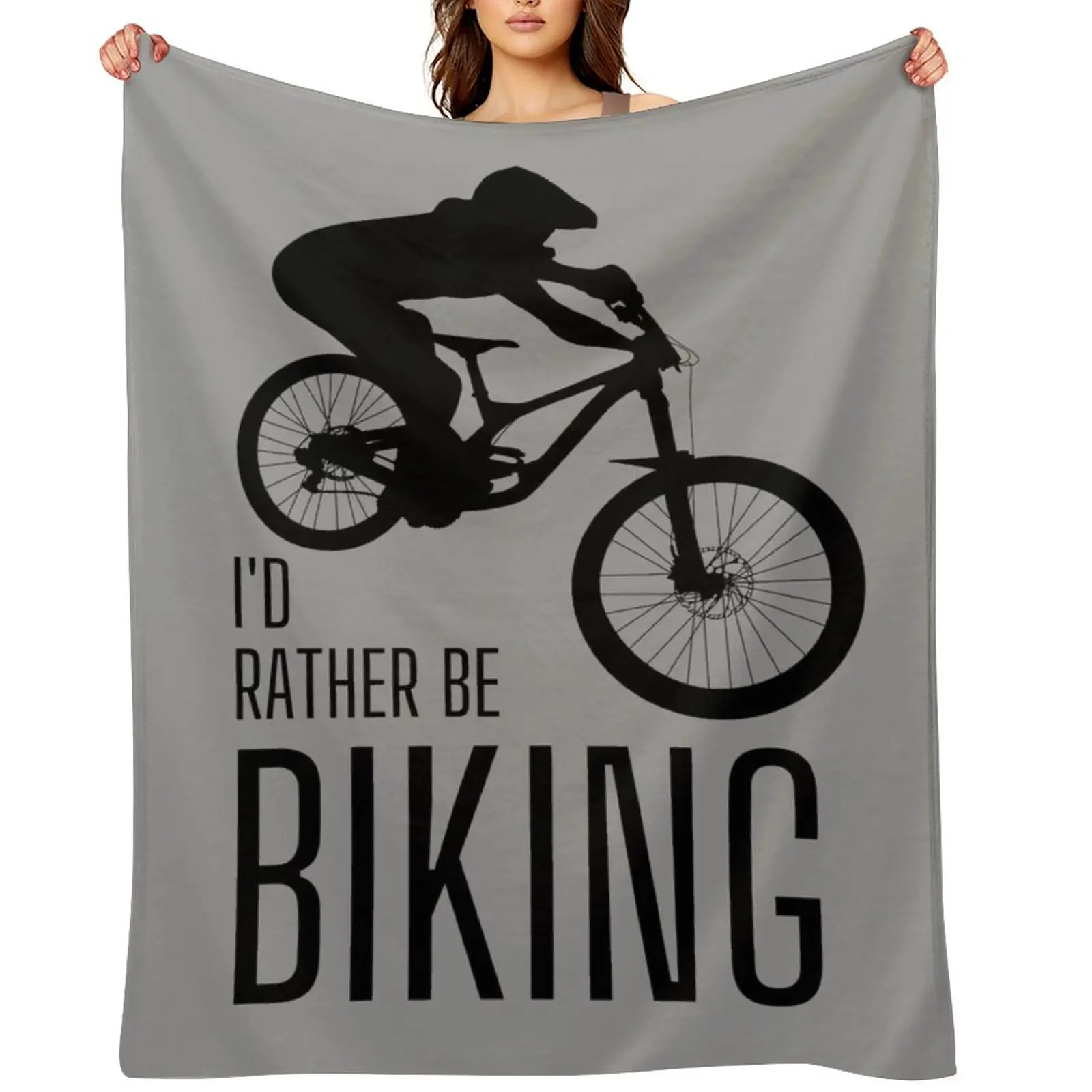 

I'd rather be biking. MTB. Mountain biker. Downhill. Black Throw Blanket Decorative Sofas sofa bed Hairys Blankets