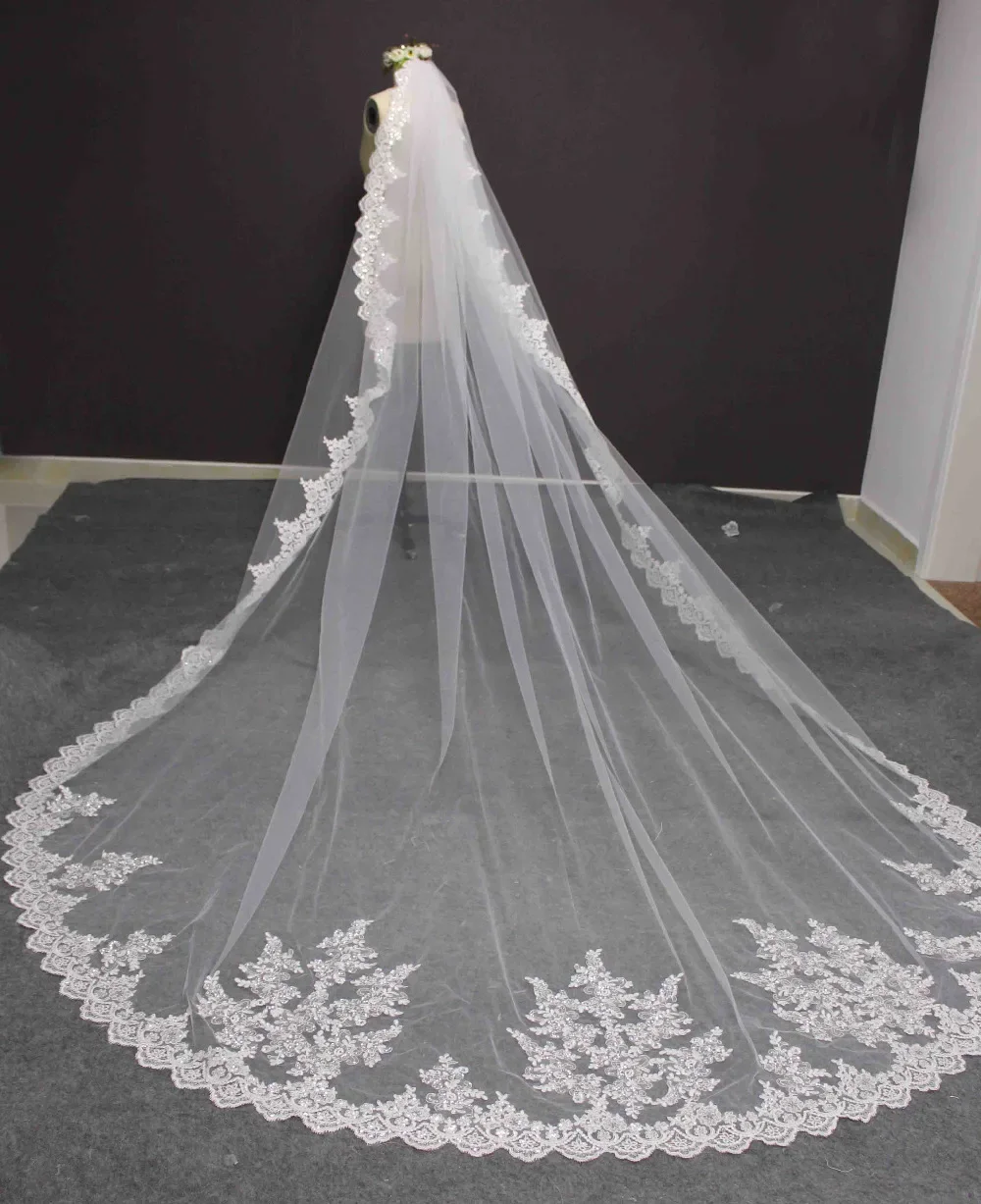 

3 Meters One Layer Wedding Veil White Ivory Bridal Veil Cathedral Veil with Comb Wedding Accessories