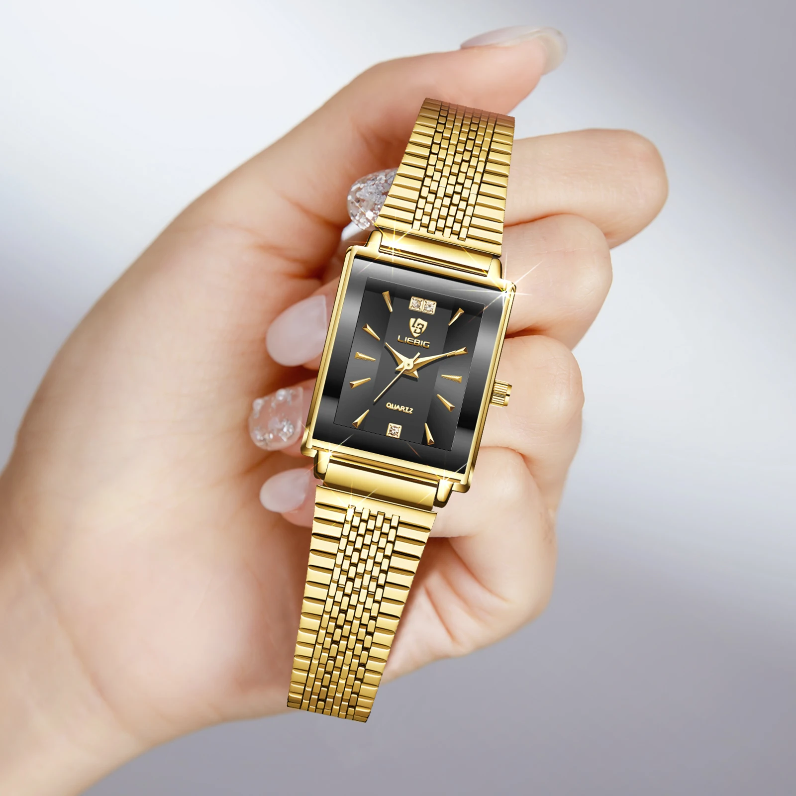 LIEBIG Simple Luxury Quartz Wristwatches Fashion Automatic Women\'s Watches Elegant Stainless Steel Strap Time Watch Reloj Mujer