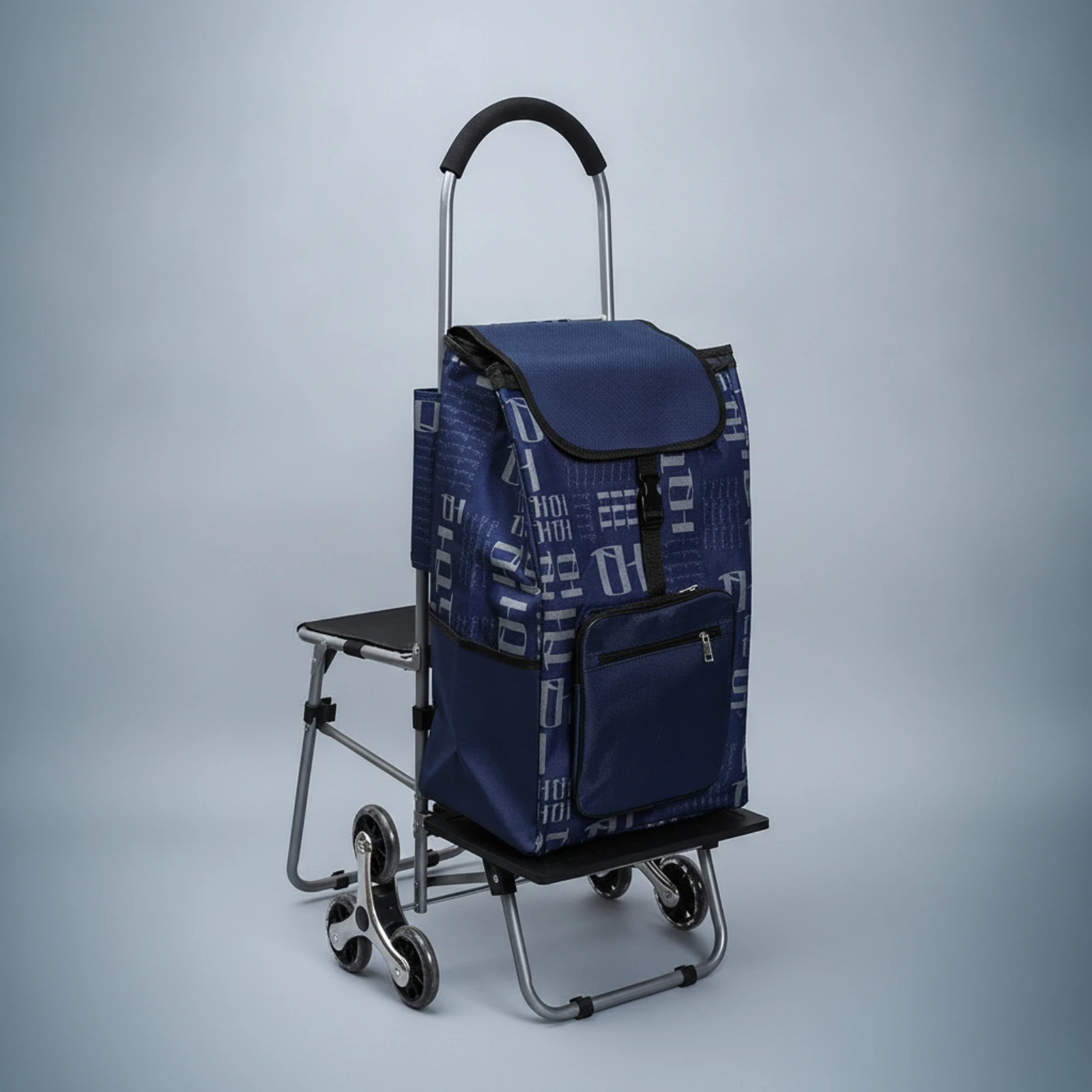 Shopping Cart with Seat Collapsible Shopping Cart with Tri-Wheel Design Portable Multi-Functional for Seniors, Supermarket
