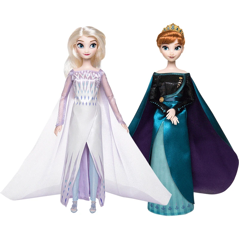 Original Disney store 2pcs/set Frozen 2 Snow Queen Elsa and Anna Classic princess Doll Figure toys For Children Christmas gift