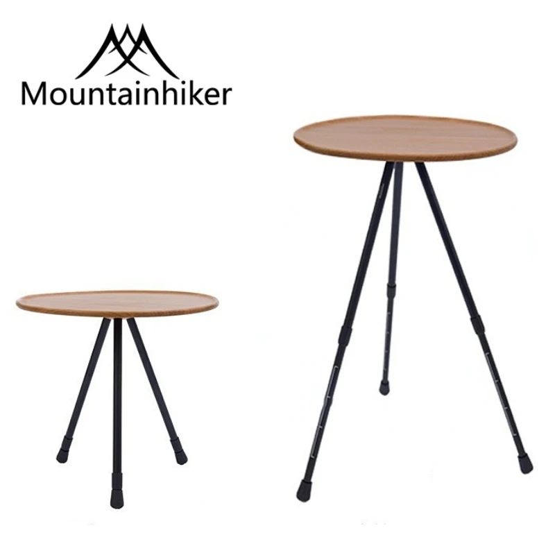 MOUNTAINHIKER Telescopic Folding Round Table Outdoor Three-Legs Dining Table Portable Aluminum Alloy Hike Picnic Liftable Table