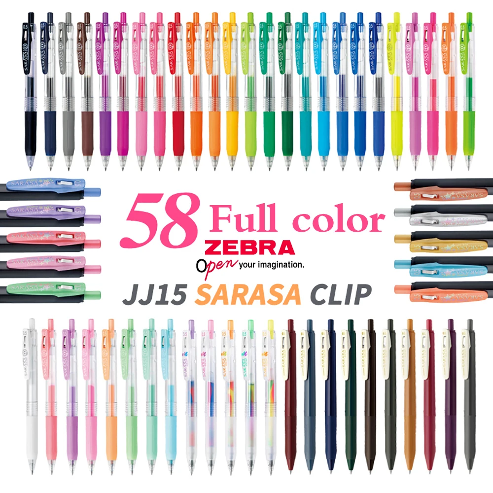 Full Set 58 Colors Zebra Sarasa Gel Pen JJ15 Juice Color 0.5mm Student Note Hand Account Dedicated Stationery School Supplies