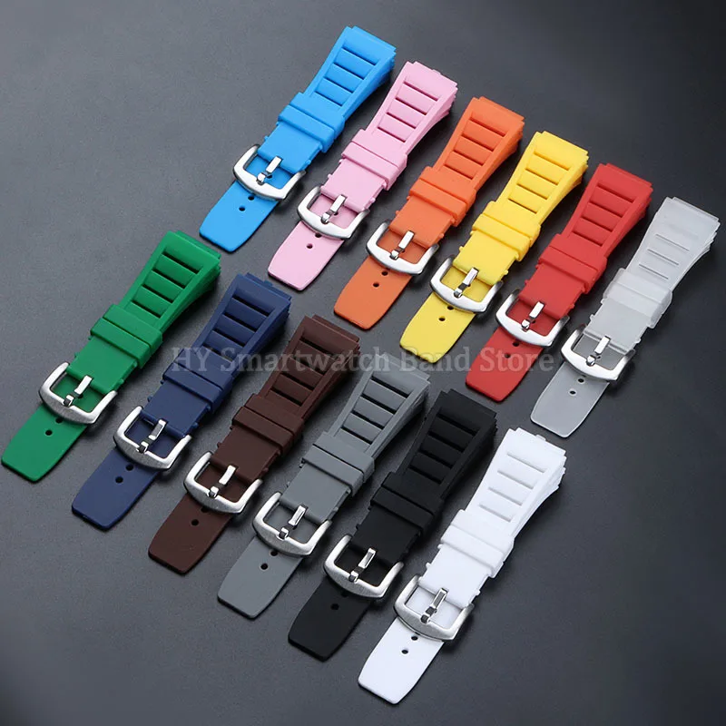 Silicone Watch Strap for Richard Mille RM011 Bracelet 17x21mm Waterproof Rubber Wrist Band Metal Pin Buckle Watch Accessories