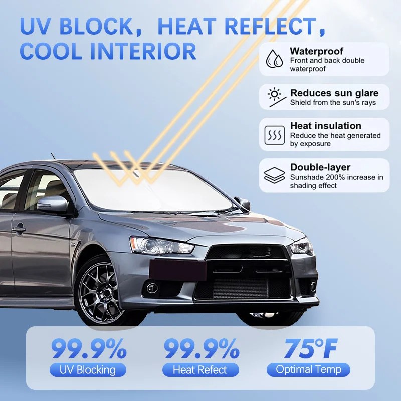 

Car Windshield Sun Shade For Mitsubishi Lancer EVO X MR Sunshade Sun Visor Protector Blocks UV Rays Summer Car Accessories