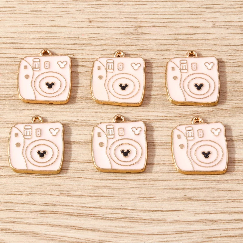 

10pcs 15x18mm Cute Enamel Camera Charms Pendants for Jewelry Making Earrings Bracelets Necklaces Accessories DIY Craft Supplies