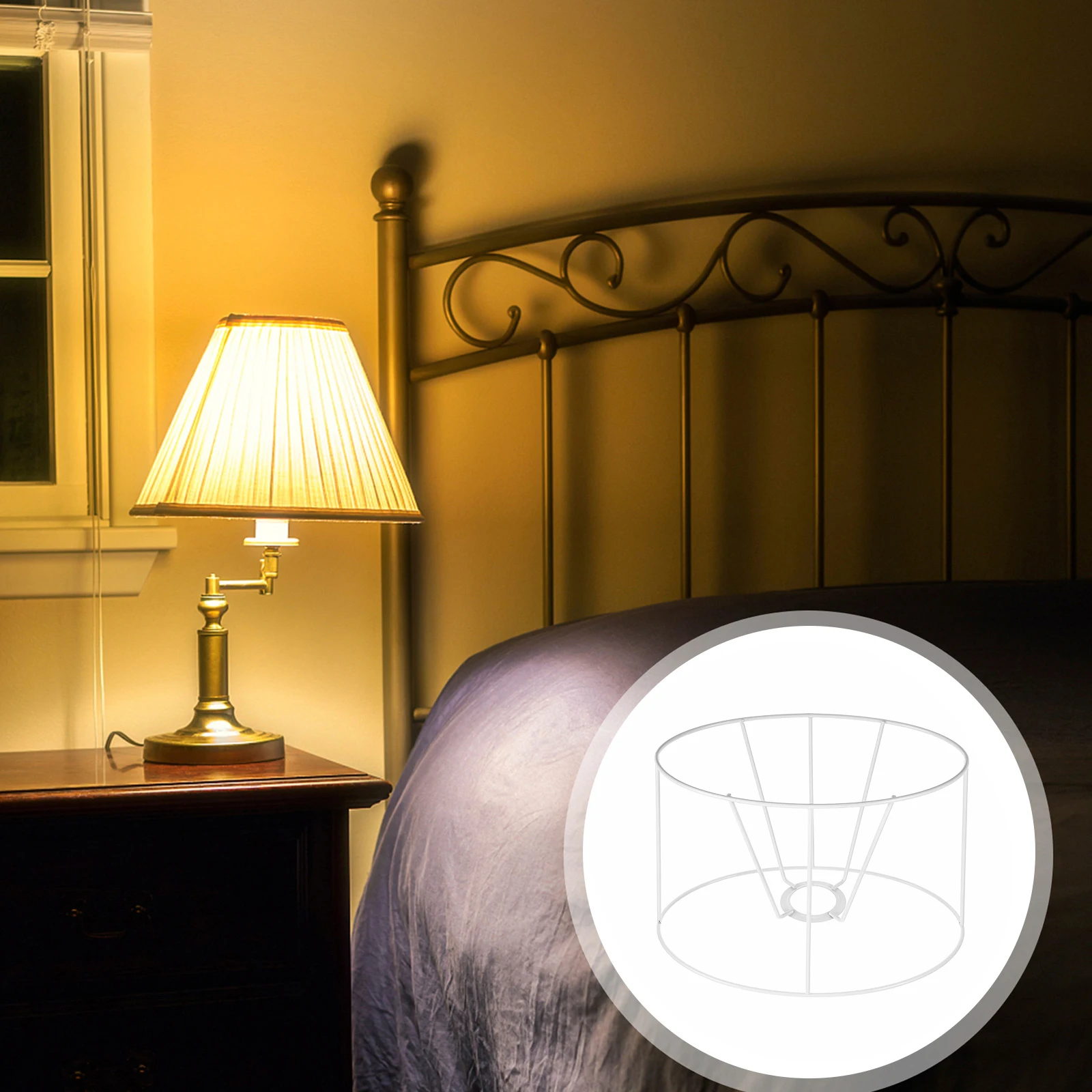 

European Style Vintage Lampshade Frame Metal Cage Light Stand Adjustable Rust Resistant Home Decor Study Bedroom Living Room