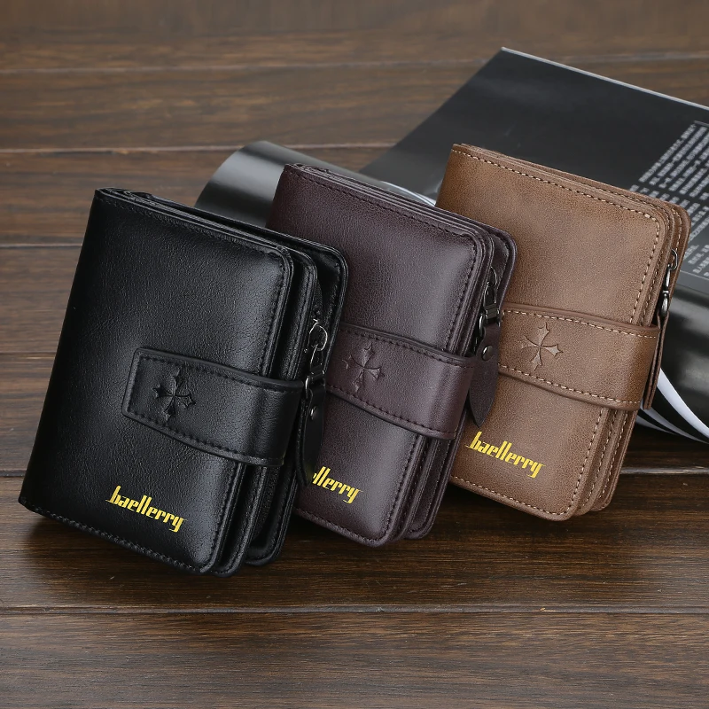 Trendige Herren-Geldbörse mit Schnalle, kurze Geldbörse im schlichten Street-Style, modisches Herren-Accessoire mit mehreren Kartenfächern, multifunktionale Herren-Geldbörse mit großem Fassungsvermögen. – Detail 14