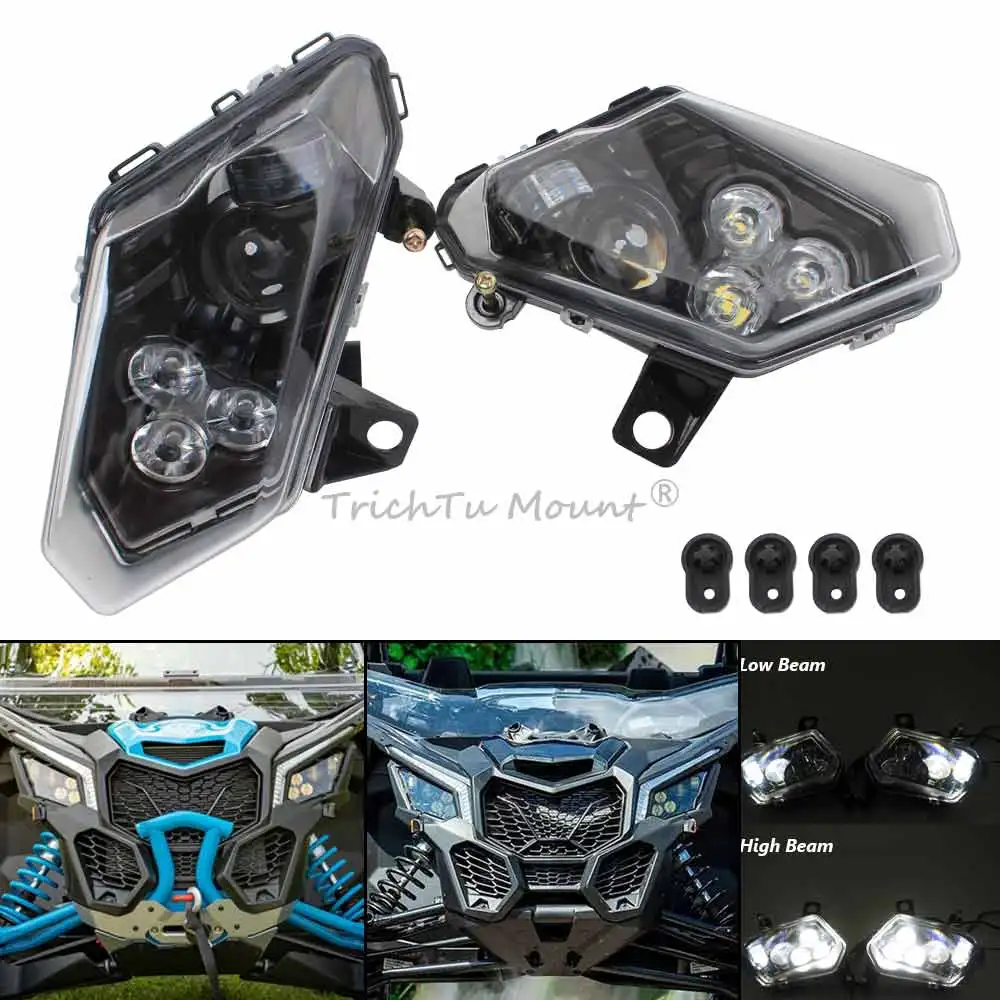 UTV LED Headlight Assembly For Can-am Maverick X3 Max R RR XDS XRS Turbo DPS 2017-24 High/Low Beam Head Lamp atv&utv Accessories