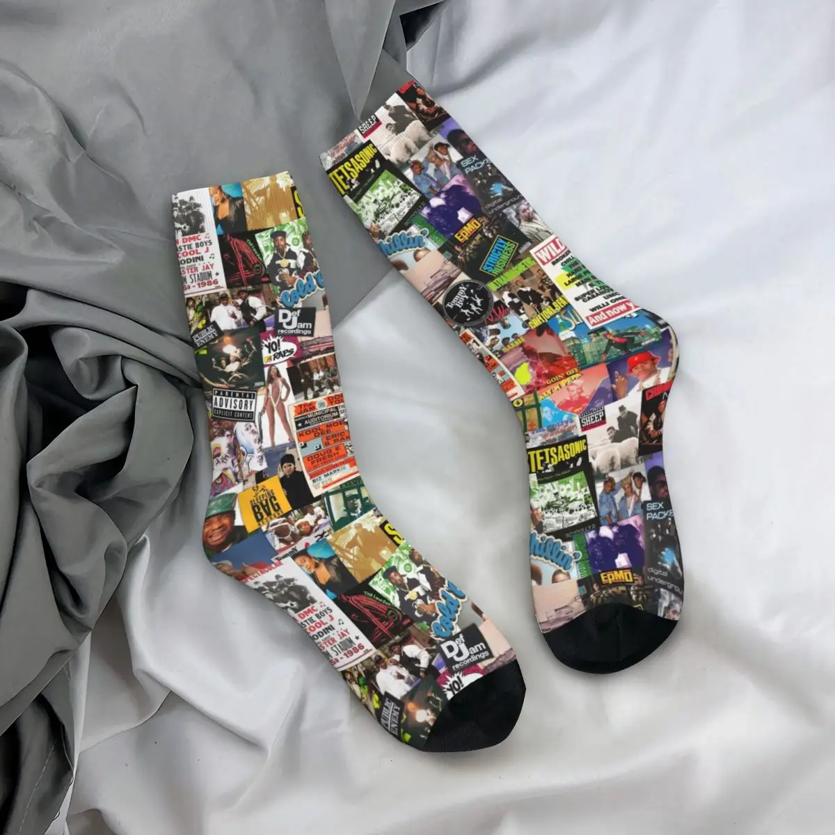 Old School Hip Hop Rapper Theme All Season Socks Accessories for Female Compression Dress Socks