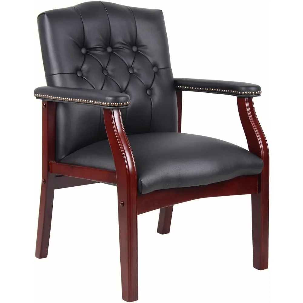 Black Leather Office Chairs Set of 2 - Ergonomic Executive Guest Chairs for Reception, Multi-Scene Use (Waiting Room, Meeting image 5