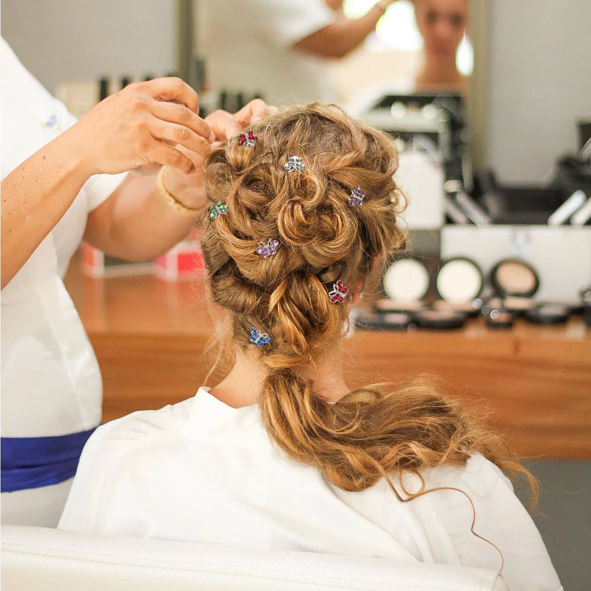 30 قطعة دبابيس شعر على شكل فراشة أنيقة مع أحجار الراين عصي شعر نسائية لحفلات الزفاف والحفلات الراقصة على الطراز اليومي دبوس شعر نسائي