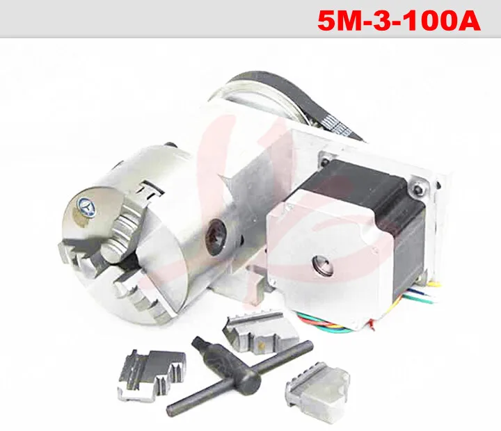 CNC Rotary Axis A Axis 4th Axis with 80mm 4-Jaw Chuck for Wood/metal Mini CNC Router Milling Machine