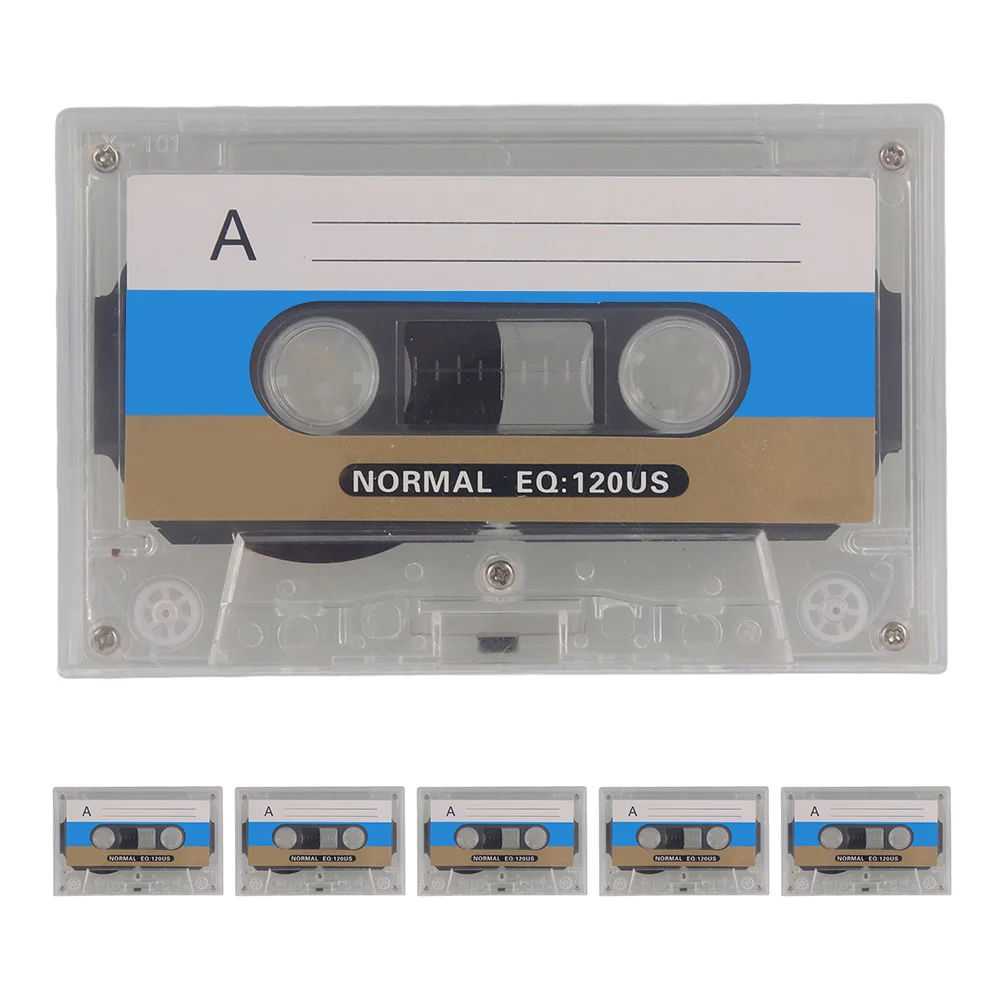 

6pcs Blank 30 Min Recordable Clear Audio Tapes Speech Music Recording Transparent Hard Case Party Wedding Decoration Retro Diy