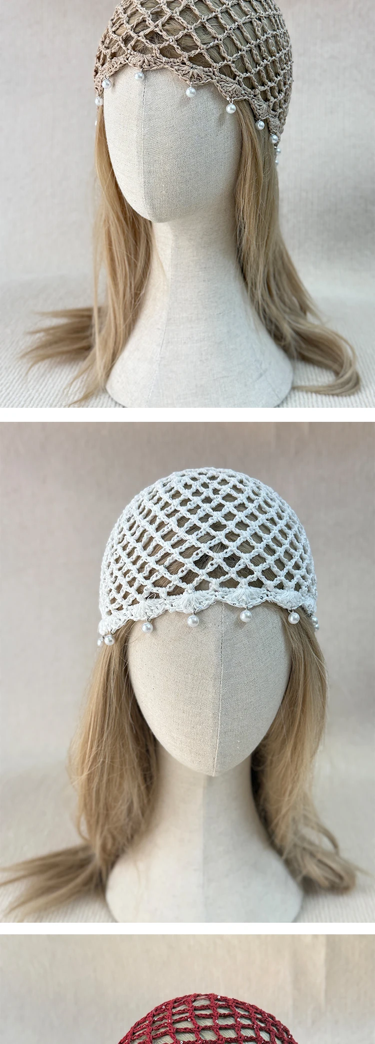 Détail du bonnet filet femme