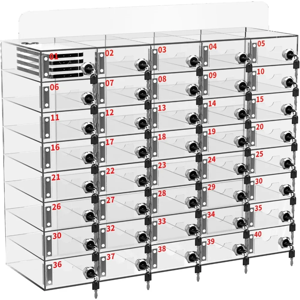 

Cell Phone Locker 100 Slots, Wall-Mounted Cell Phone Lock Box with Keys, Acrylic Cell Phone Storage Locker for Employees Office