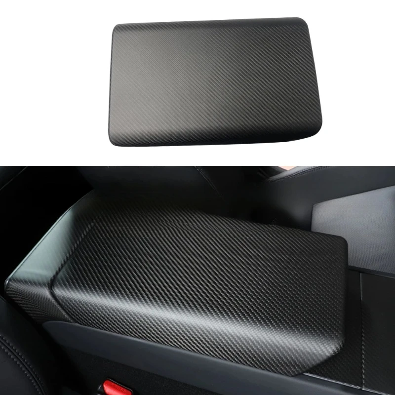 Cubierta de caja de reposabrazos de fibra de carbono Real para Tesla New Model Y/3/3 + Highland 2024 3K 240G, caja de reposabrazos Central, accesorios de coche