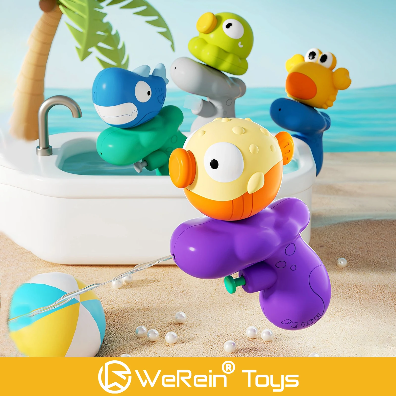 Mini pistola ad acqua giocattolo animale dell'oceano forma carina giocosa nuoto irrigatore d'acqua gioco all'aperto per bambini giocattoli a tema animali