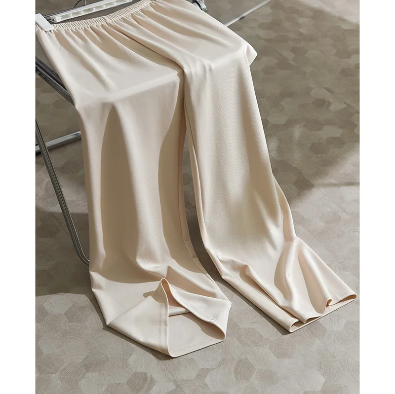 Ultra bequeme Hose mit weitem Bein, elastischer Bund, schlankmachende, gerade geschnittene lange Hose, vielseitige Freizeithose für Damen