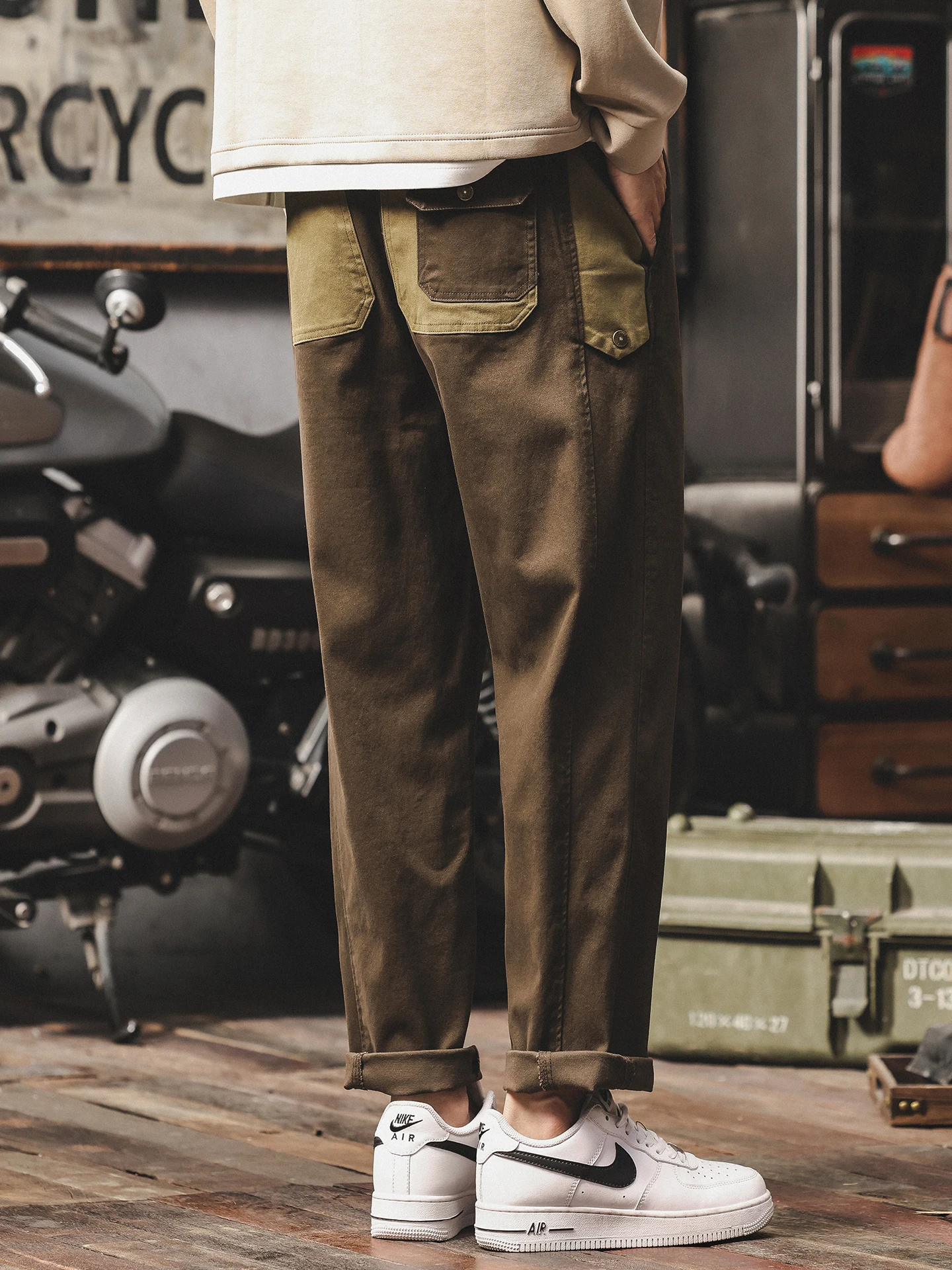 

Повседневные брюки American Sle, мужские свободные прямые брюки на подкладке, осенне-зимняя рабочая одежда, удобные брюки из смеси хлопка