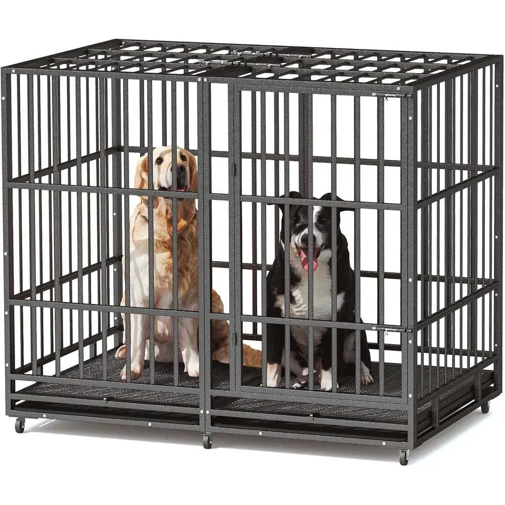 

Очень большой неразрушимый стальной вольер для собак на колесах со съемным поддоном для животных с высокой степенью тревожности