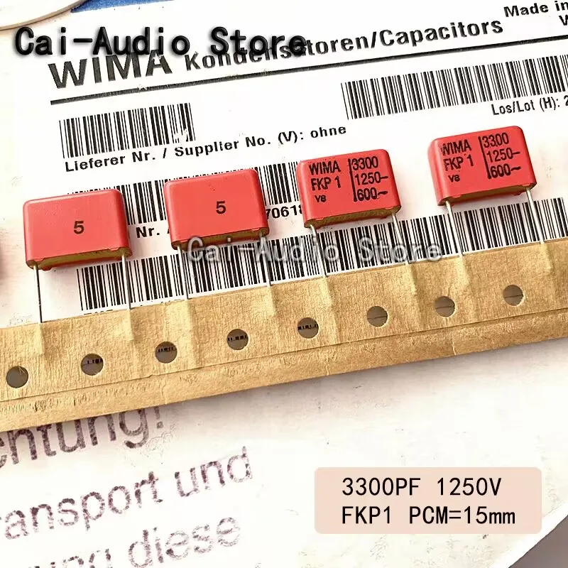 2PCS/5PCS/10PCS/Lot Brand NEW Germany WIMA FKP1 1250V 3300PF 332 3.3NF Film Capacitor 1250v3300pf 332 Pitch 15mm FKP1R013304C00
