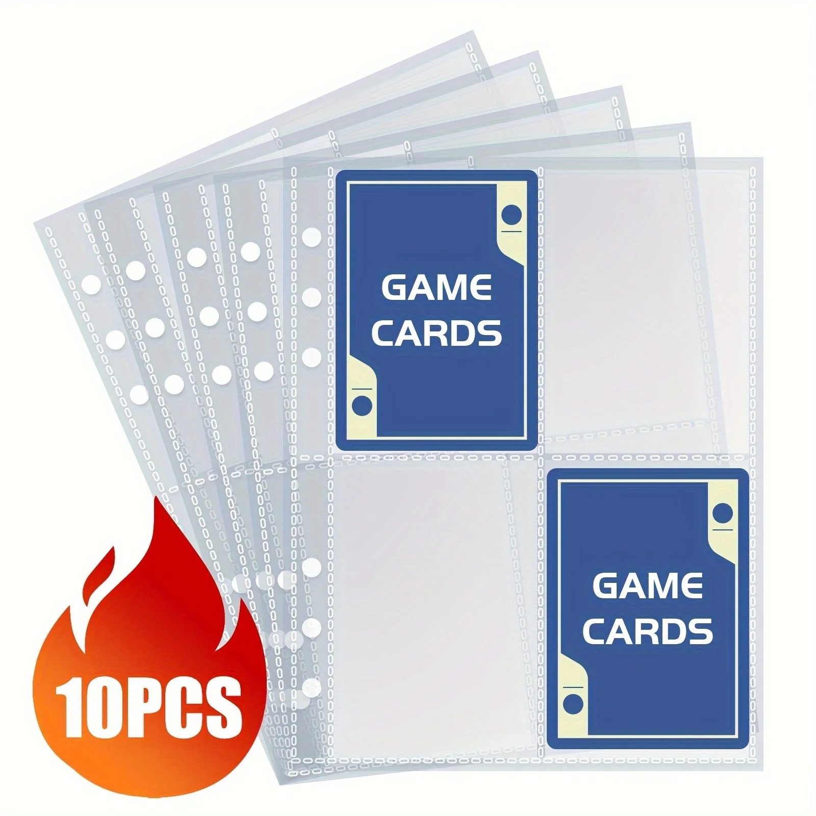 Four-pocket Trading card sleeve page, 6 hole three-layer, suitable for TCG cards, sports card, etc