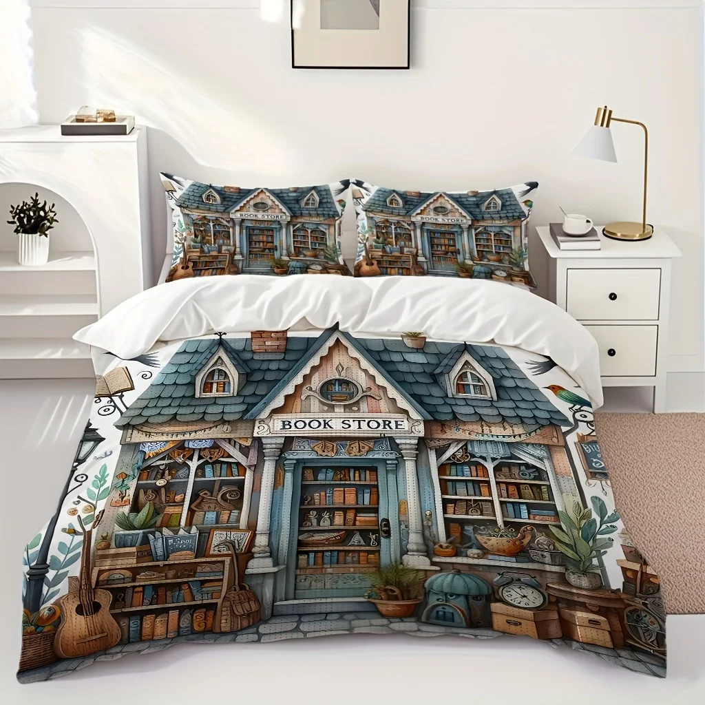 

Book Store Style Bedding Set 3D Printed Duvet Cover Set Single Twin Double Size Home Decor Duvet Cover Set Birthday Gift For Kid