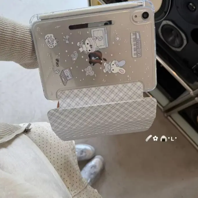 Blue Plaid Cute Rabbit Y2K Korean Ins Cover For iPad Pro 13 11th M5 M4 12.9 A16 10 8 7 9th 10th Air 11 M2 M3 Mini Tablet Case view 4