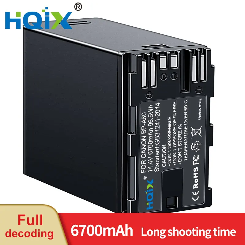 

HQIX for Canon EOS XF705 C200 C700 C300 C500 Mark Ⅱ C300 Mark Ⅱ Ⅲ Camera BP-A60 Battery Charger