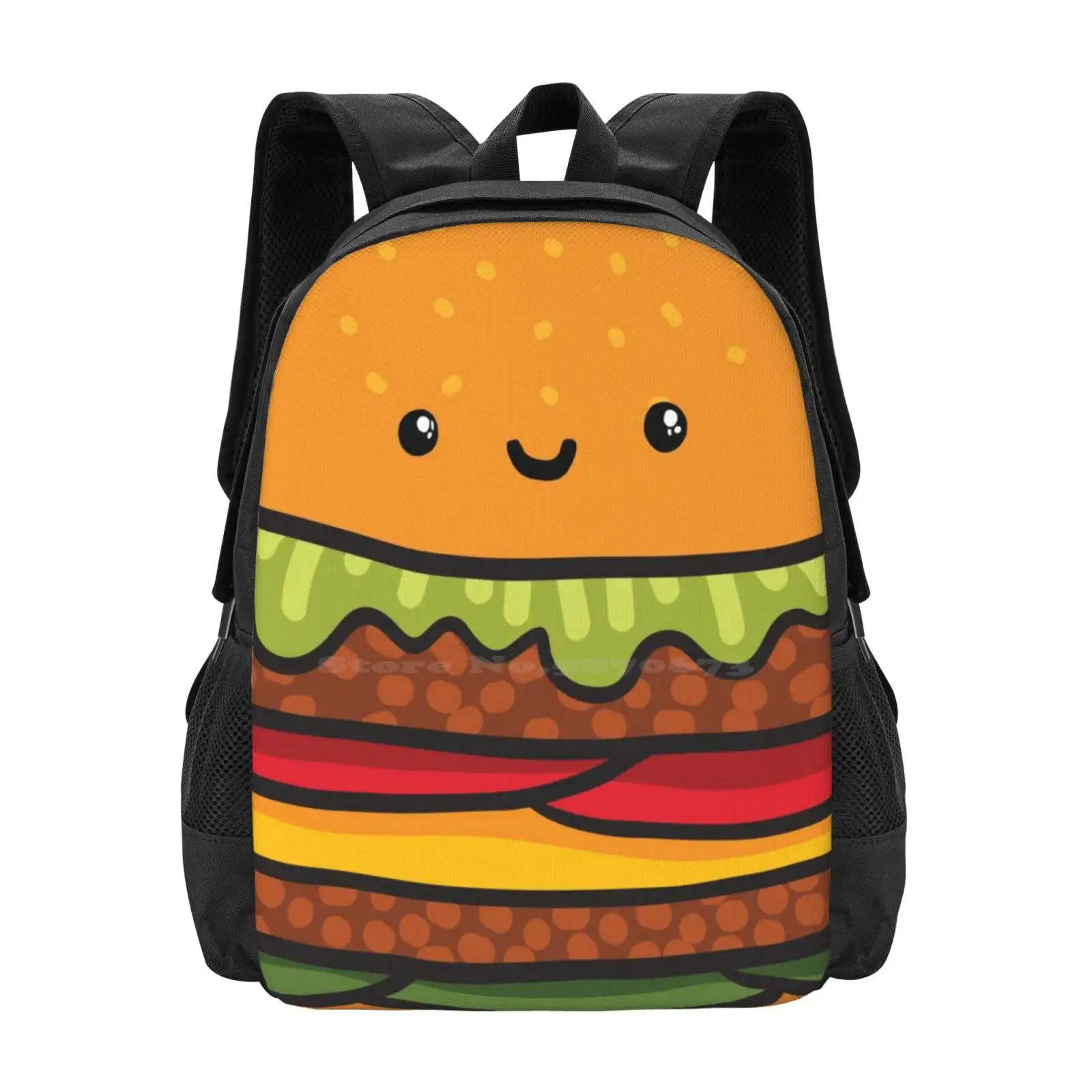 

Cute Burger. Hamburger Fast Food. School Bags For Teenage Girls Laptop Travel Bags Junk Fastfood Hamburger Cute Character Face