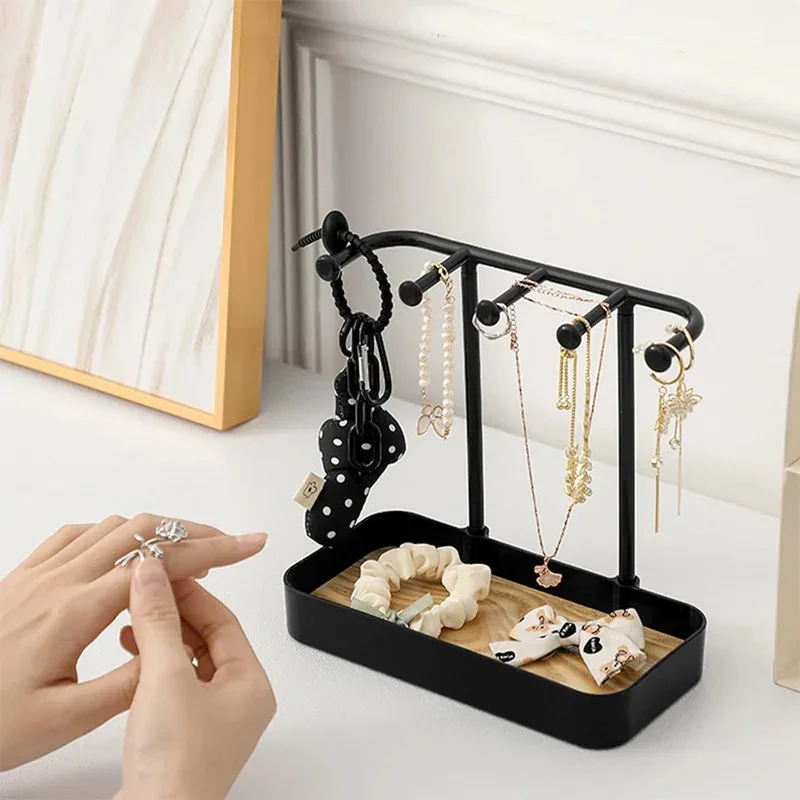 

Jewelry Display Rack for Earrings & Necklaces, Single-Layer Stand with Storage Box, Desktop Jewelry Organizer for Home & Shop