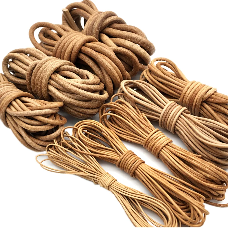 5meter/lot original vintage round Cowhide Genuine leather rope,Leather strip rope for leather craft bracelet necklace luggage