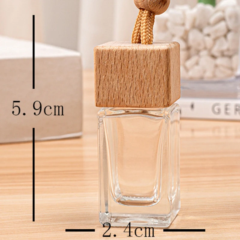 Bouteille de parfum désodorisant, 1 pièce, pendentif, bouchon carré, bouteille vide, diffuseur d'huile essentielle de voiture