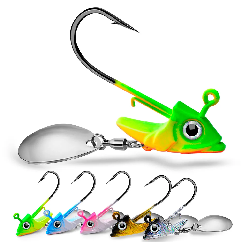 Lot 5 Stück PROBEROS Jigkopfhaken 7 g-10,5 g-15 g Angelhaken aus Kohlenstoffstahl mit Anti-Aufhängungsboden, perforierte Angelhaken, Pesca