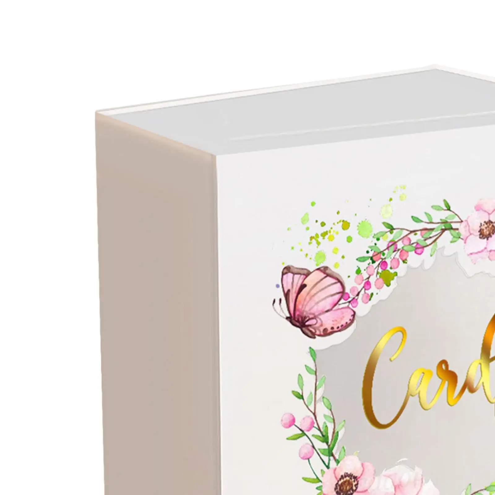 صندوق بطاقات أكريليك لحفلات الزفاف مع فتحة 13 × 25 × 25 سم صندوق متعدد الأغراض مطبوع عليه زهور لـ #5