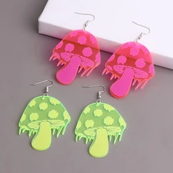 New Fluorescent Mushroom Acrylic Drop Earrings For Women Neon Pink Yellow Geometric Big Dangle Earrings Jewelry Oorbellen Brinco