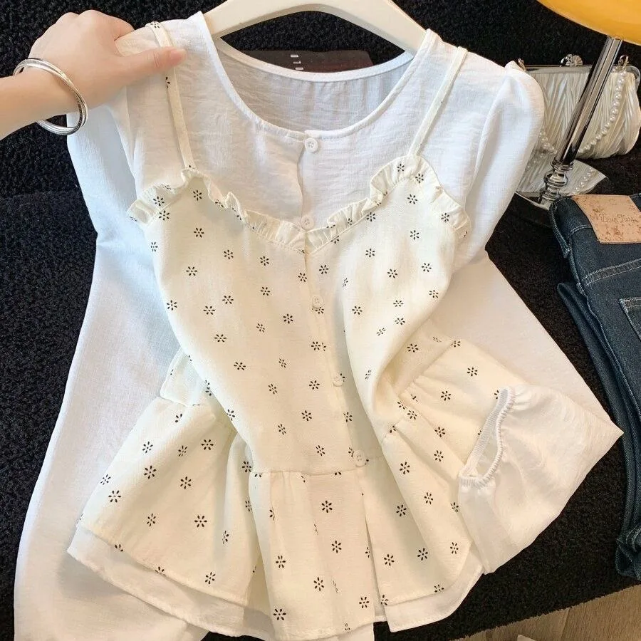 Korean Style Loose Women's Base Shirt Spring Summer Outerwear Super Beautiful Versatile Slimming Top Trendy Commute Style